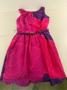 Trina Turk Hot Pink & Purple Floral Fit-and-Flare Dress with Belt